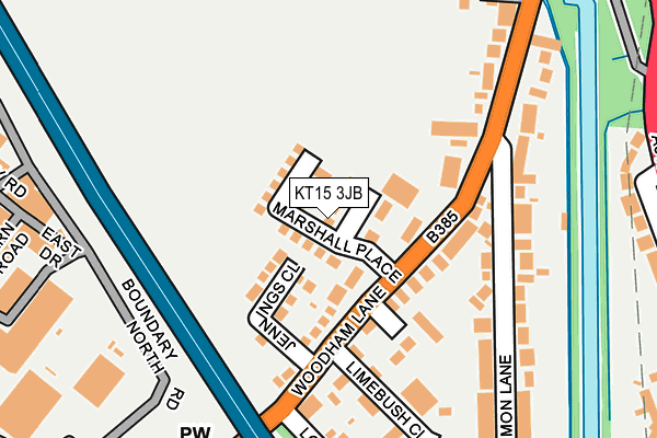 KT15 3JB map - OS OpenMap – Local (Ordnance Survey)
