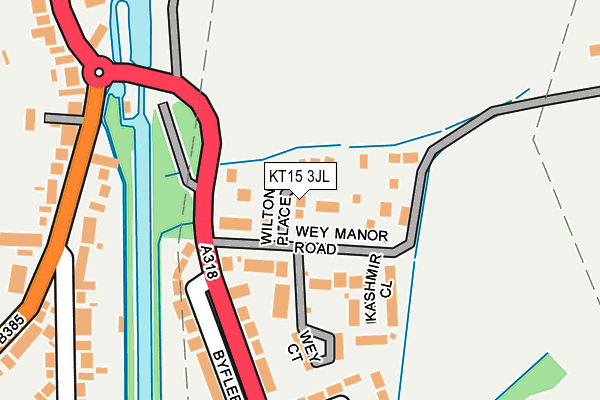 KT15 3JL map - OS OpenMap – Local (Ordnance Survey)