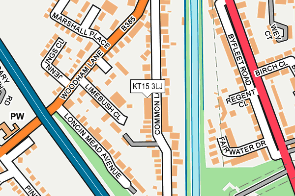 KT15 3LJ map - OS OpenMap – Local (Ordnance Survey)