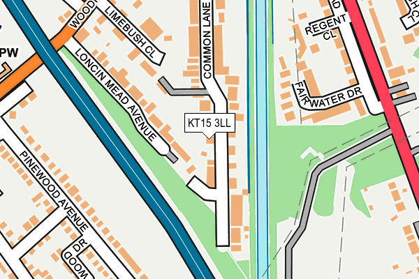 KT15 3LL map - OS OpenMap – Local (Ordnance Survey)