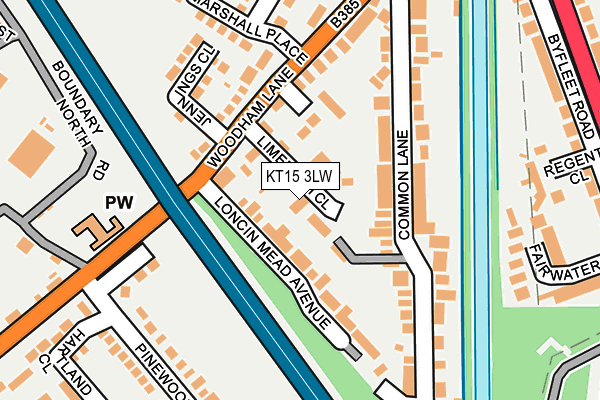 KT15 3LW map - OS OpenMap – Local (Ordnance Survey)