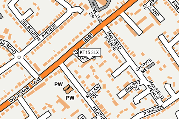 KT15 3LX map - OS OpenMap – Local (Ordnance Survey)