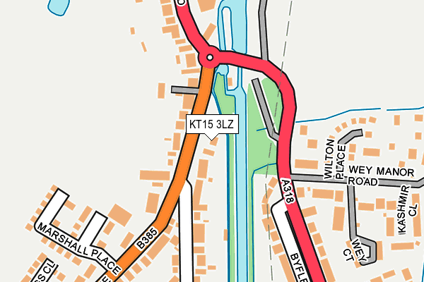 KT15 3LZ map - OS OpenMap – Local (Ordnance Survey)