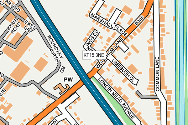 KT15 3NE map - OS OpenMap – Local (Ordnance Survey)