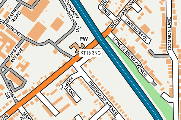 KT15 3NG map - OS OpenMap – Local (Ordnance Survey)
