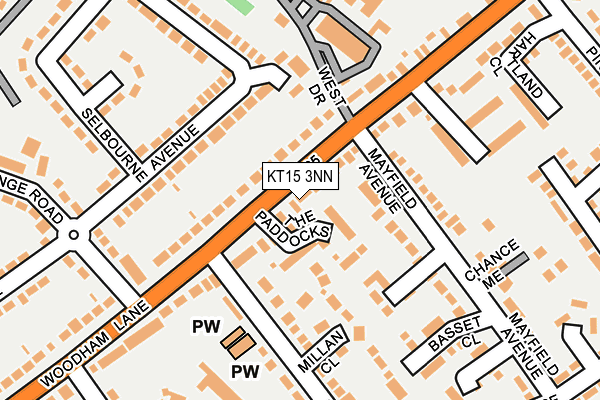 KT15 3NN map - OS OpenMap – Local (Ordnance Survey)