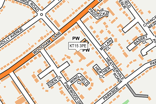 KT15 3PE map - OS OpenMap – Local (Ordnance Survey)