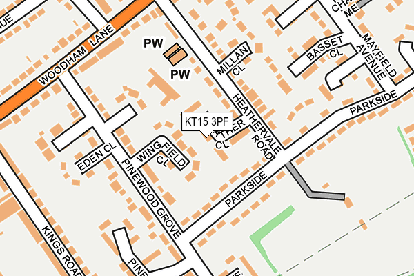 KT15 3PF map - OS OpenMap – Local (Ordnance Survey)