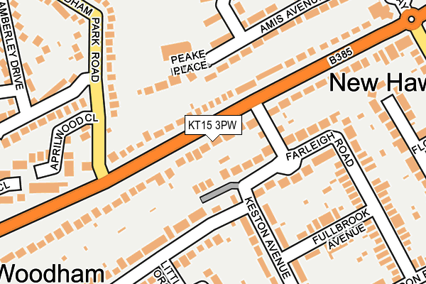KT15 3PW map - OS OpenMap – Local (Ordnance Survey)