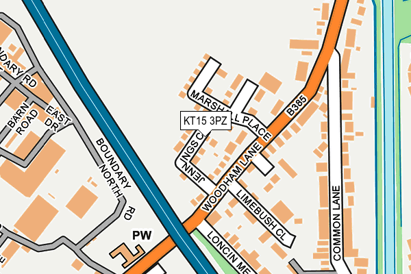 KT15 3PZ map - OS OpenMap – Local (Ordnance Survey)