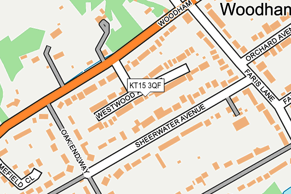 KT15 3QF map - OS OpenMap – Local (Ordnance Survey)