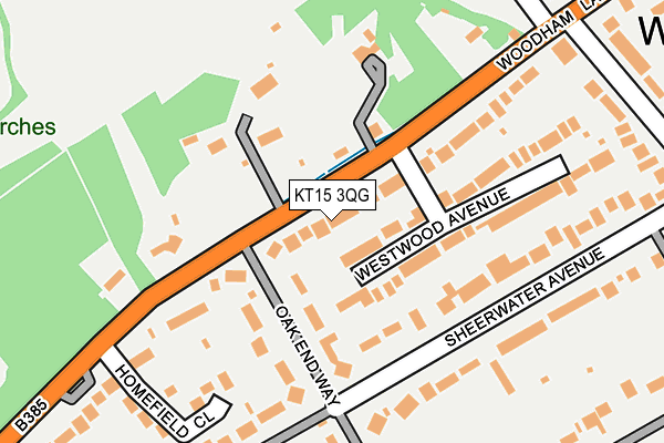 KT15 3QG map - OS OpenMap – Local (Ordnance Survey)