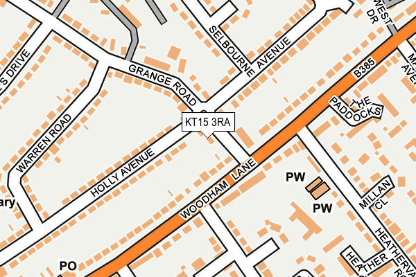 KT15 3RA map - OS OpenMap – Local (Ordnance Survey)