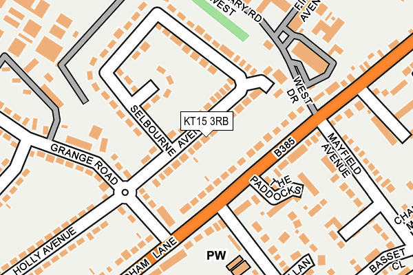 KT15 3RB map - OS OpenMap – Local (Ordnance Survey)