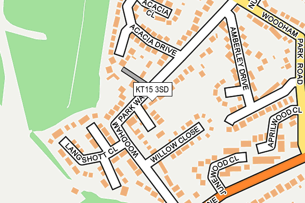 KT15 3SD map - OS OpenMap – Local (Ordnance Survey)