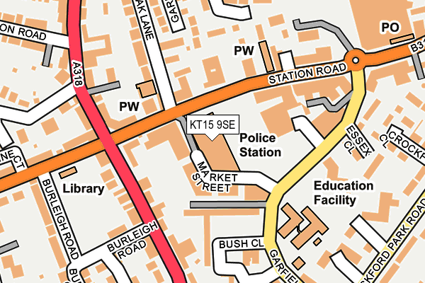 KT15 9SE map - OS OpenMap – Local (Ordnance Survey)