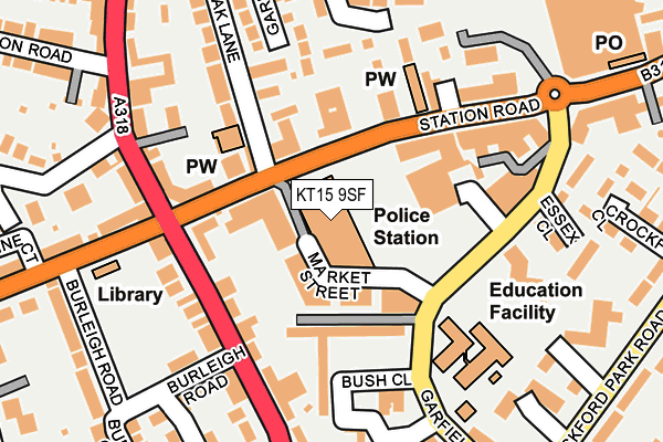 KT15 9SF map - OS OpenMap – Local (Ordnance Survey)