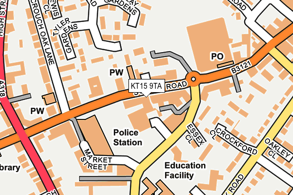 KT15 9TA map - OS OpenMap – Local (Ordnance Survey)