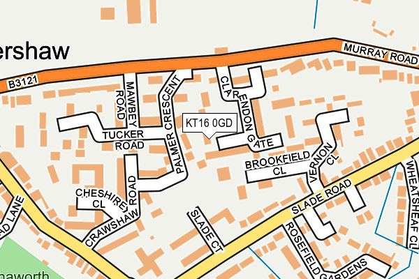 KT16 0GD map - OS OpenMap – Local (Ordnance Survey)