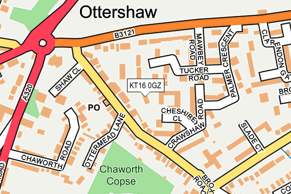 KT16 0GZ map - OS OpenMap – Local (Ordnance Survey)