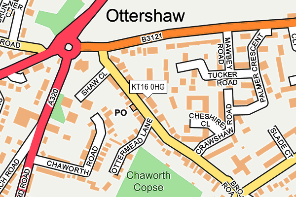 Map of OTTERSHAW CHERTSEY LTD at local scale