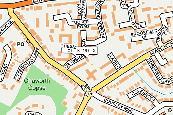 KT16 0LX map - OS OpenMap – Local (Ordnance Survey)