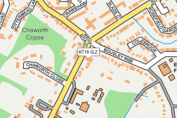 KT16 0LZ map - OS OpenMap – Local (Ordnance Survey)