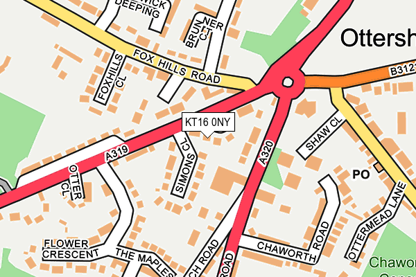 KT16 0NY map - OS OpenMap – Local (Ordnance Survey)