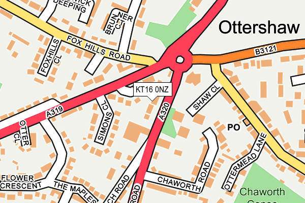 KT16 0NZ map - OS OpenMap – Local (Ordnance Survey)