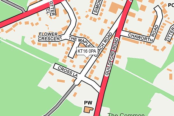 KT16 0PA map - OS OpenMap – Local (Ordnance Survey)