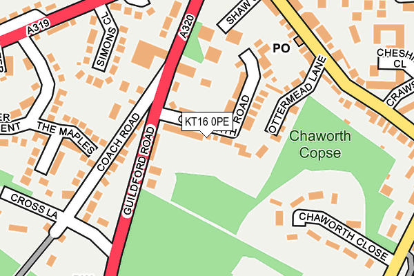 KT16 0PE map - OS OpenMap – Local (Ordnance Survey)