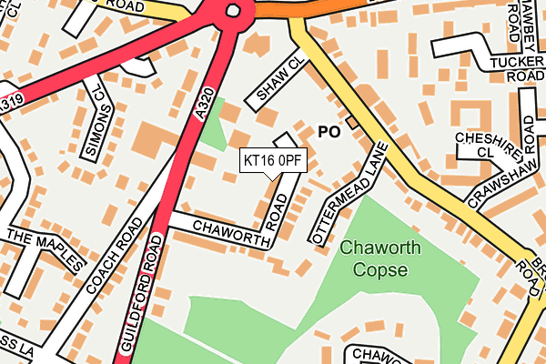 KT16 0PF map - OS OpenMap – Local (Ordnance Survey)