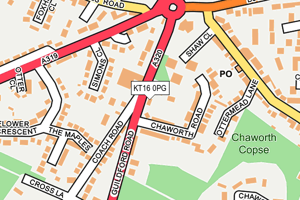 KT16 0PG map - OS OpenMap – Local (Ordnance Survey)