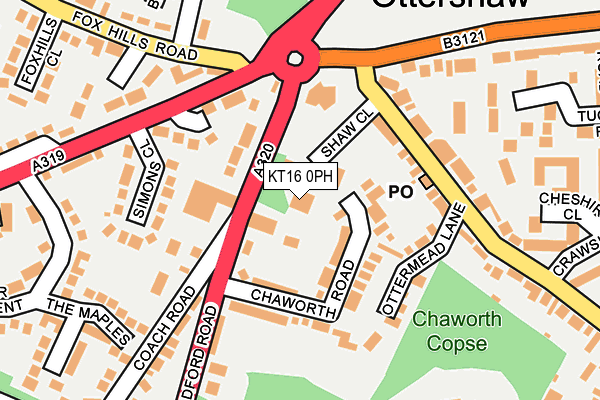 KT16 0PH map - OS OpenMap – Local (Ordnance Survey)
