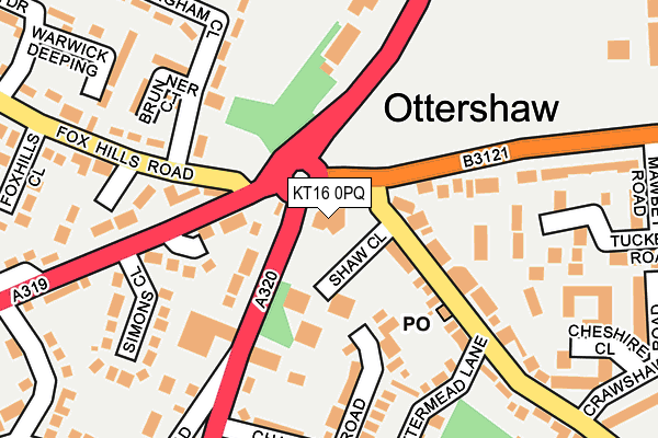 KT16 0PQ map - OS OpenMap – Local (Ordnance Survey)