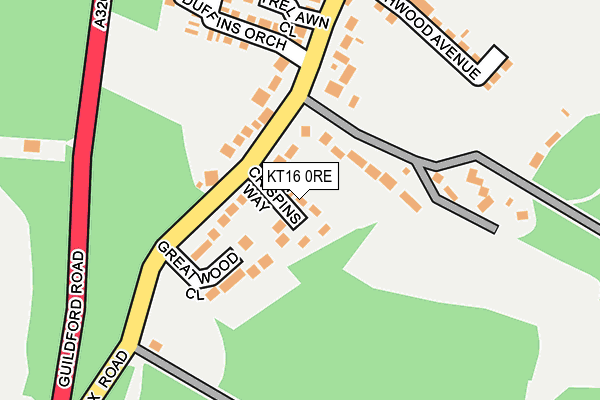 KT16 0RE map - OS OpenMap – Local (Ordnance Survey)