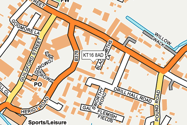 KT16 8AD map - OS OpenMap – Local (Ordnance Survey)