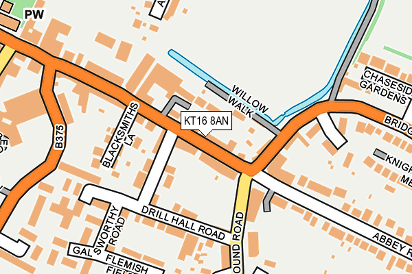 KT16 8AN map - OS OpenMap – Local (Ordnance Survey)