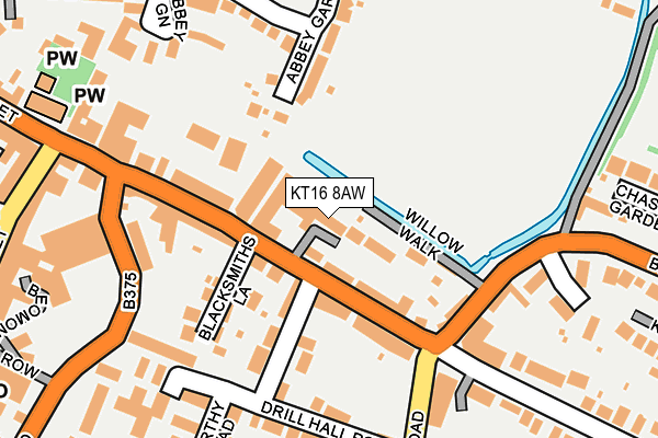 KT16 8AW map - OS OpenMap – Local (Ordnance Survey)