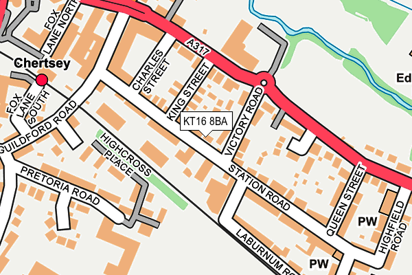 KT16 8BA map - OS OpenMap – Local (Ordnance Survey)