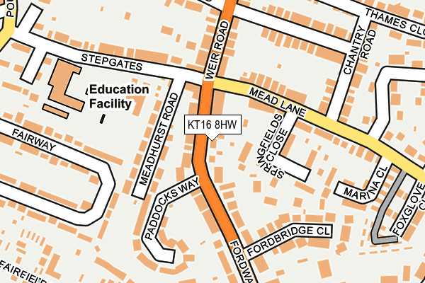 KT16 8HW map - OS OpenMap – Local (Ordnance Survey)
