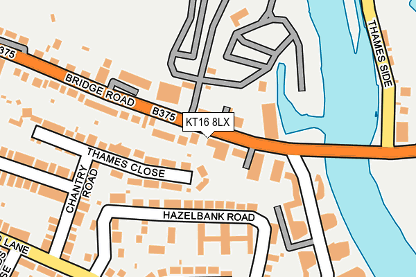 KT16 8LX map - OS OpenMap – Local (Ordnance Survey)