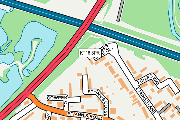 KT16 8PR map - OS OpenMap – Local (Ordnance Survey)