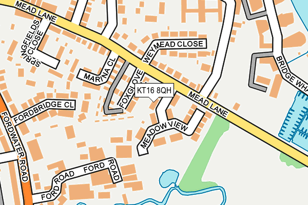 KT16 8QH map - OS OpenMap – Local (Ordnance Survey)