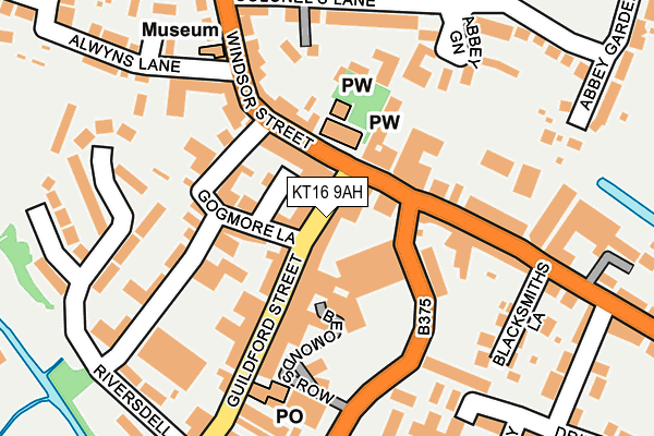 KT16 9AH map - OS OpenMap – Local (Ordnance Survey)