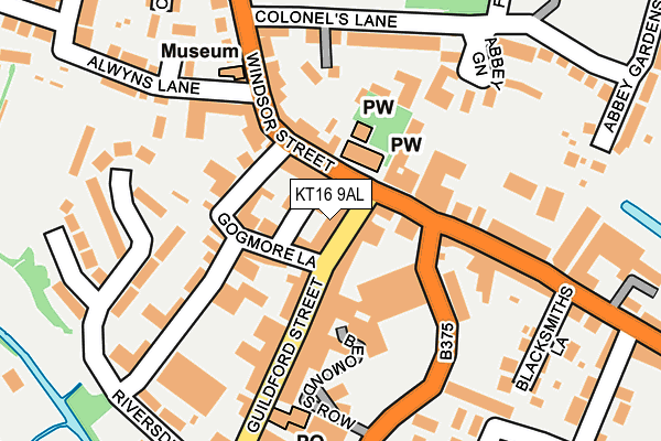 KT16 9AL map - OS OpenMap – Local (Ordnance Survey)