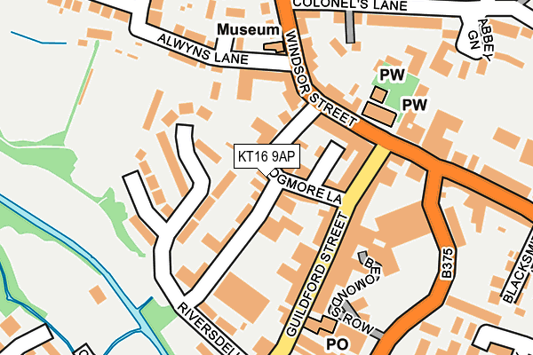 KT16 9AP map - OS OpenMap – Local (Ordnance Survey)