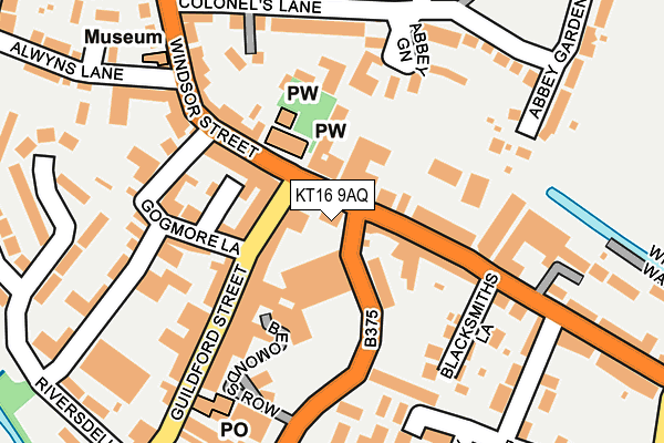 KT16 9AQ map - OS OpenMap – Local (Ordnance Survey)