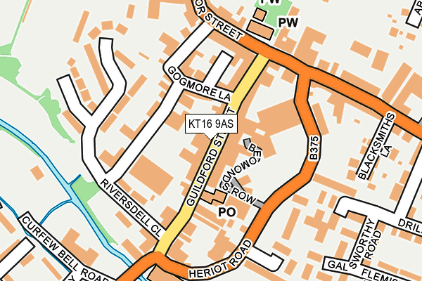KT16 9AS map - OS OpenMap – Local (Ordnance Survey)