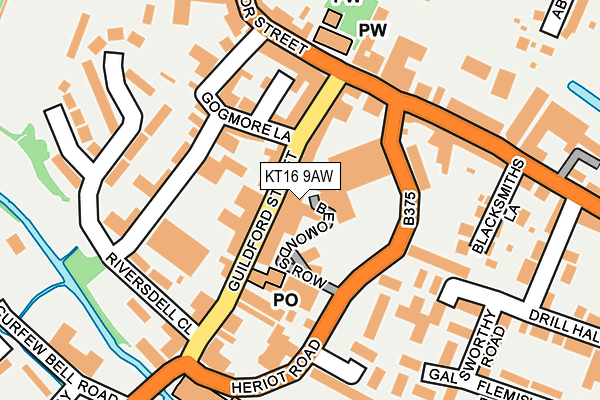 KT16 9AW map - OS OpenMap – Local (Ordnance Survey)